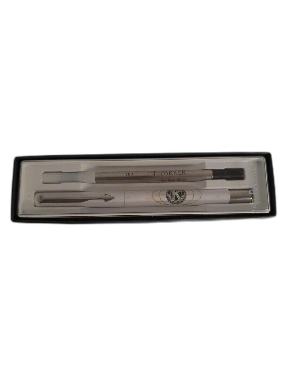 Vintage Parker Arrow Clip Roller Ball Ink Pen With Box Kiwanis Club Advertising